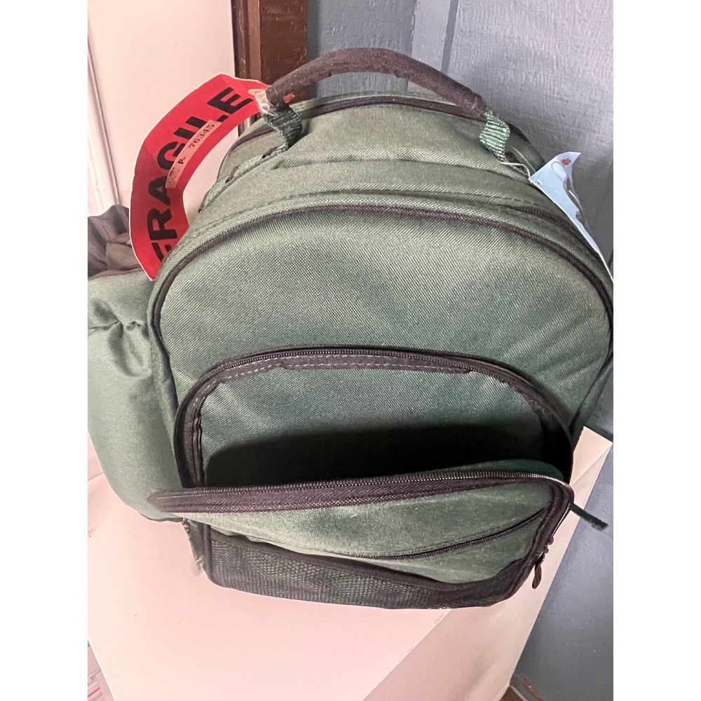 Picnic Time Green Backpack Picnic Set Service For 4 Cutting Board Wine Opener - Picture 4 of 11